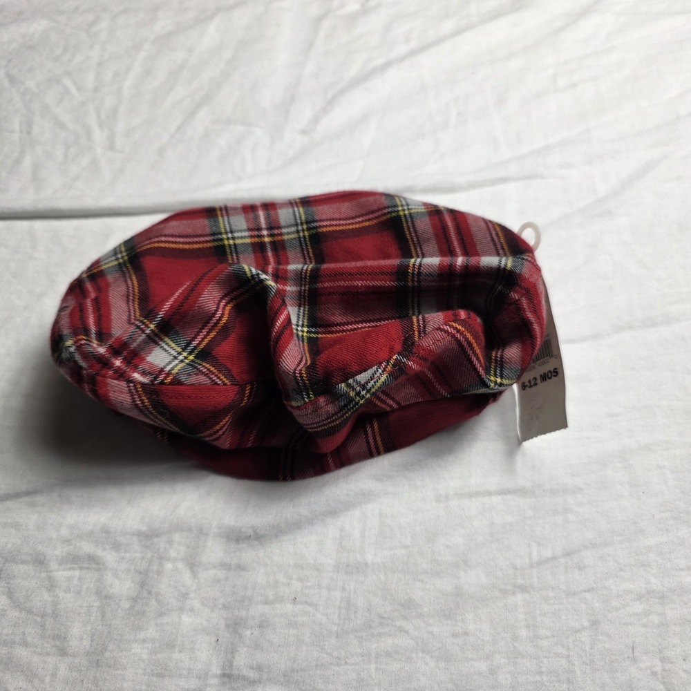 Old Navy Infant girl hat beret red plaid holiday 6-12 months